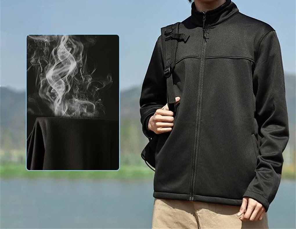 Men Fleece Jacket Outdoor Leisure Sports Zipper Pockets Running Jacket Warm Outdoor Sports Clothing