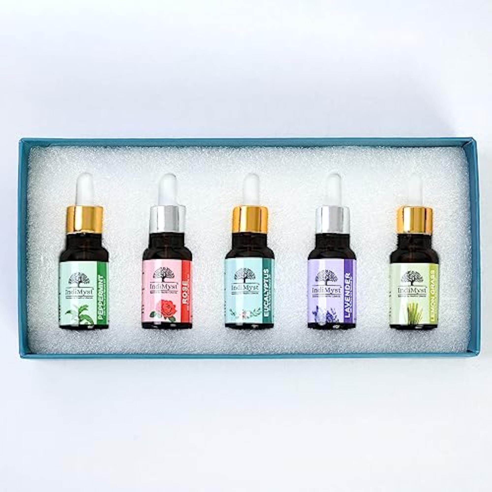 IndiMyst Essential Oils Combo Pack with Metal Diffuser