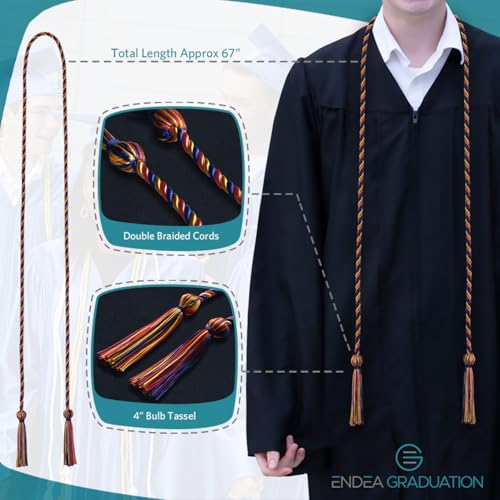Image of Endea Graduation Single Honor Cord Three-Color (Royal Blue /Red /Gold)