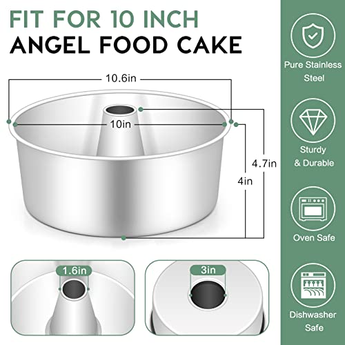 TeamFar 10inch Angel Food Cake Pan, Stainless Steel Cake Pan with Tube, Healthy & Non-toxic, Sturdy & One-Piece, Mirror Finish & Dishwasher Safe by TeamFar - Image 2