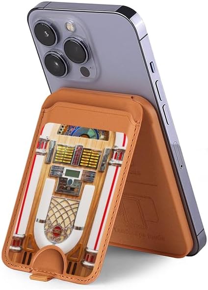 R2853 Jukebox Music Playing Device Magnetic Card Wallet Holder Stand for iPhone 17 16 15 14 13 Pro Max image 2