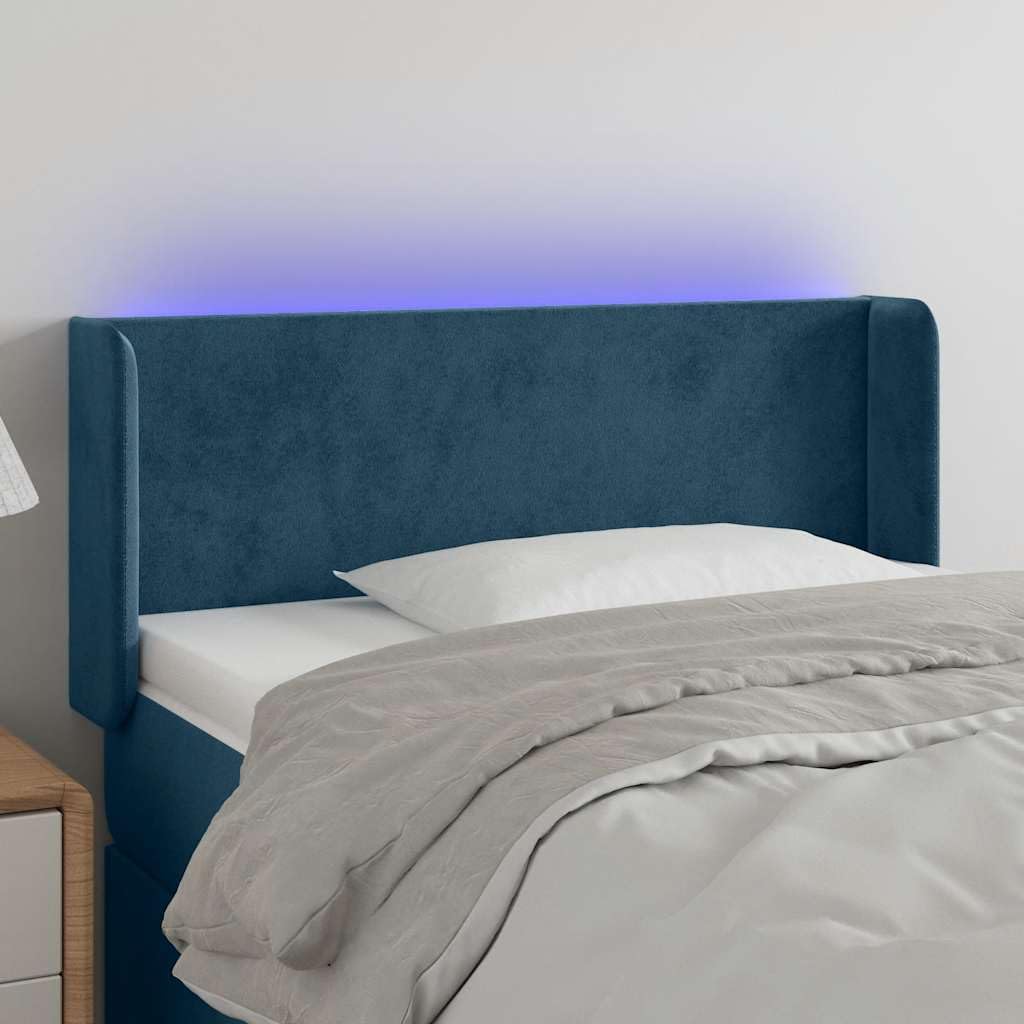 Tête de lit à LED Bleu foncé 93x16x78/88 cm Velours avec Bande Lumineuse Ajustable et Support Dorsal pour Chambre à Coucher Moderne