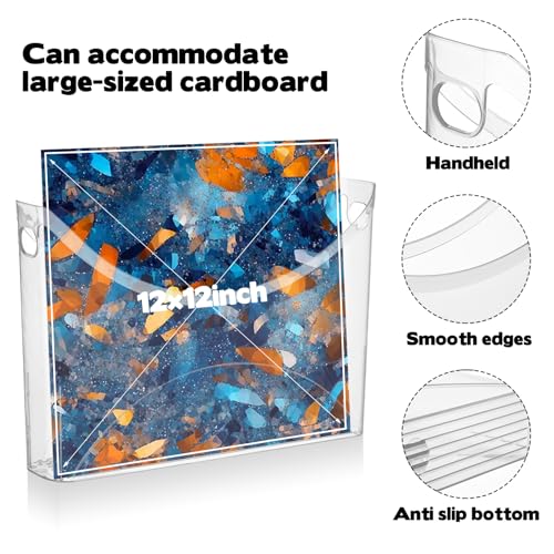 Image of Rainmae 6 Pack Scrapbook Paper Storage Organizer with Handle Clear Plastic Scrapbook Storage Bin Holds 12x12 Inch Craft Papers Books, Vinyl Sheets, Cardstocks for Home Office Tabletop Organization