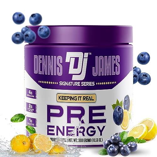Image of Dennis James Signature Series Pre Energy | Pre Workout Supplement - Blueberry Lemonade Flavor | 300g | 30 Servings | Explosive Energy, Focus & Pump | Boost Performance & Endurance