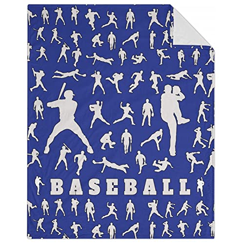 Baseball Throw Blanket for Baby - 30x40 Inches Lap Size - Soft Fluffy Cozy Blankets Gift - Blue Sports Blanket Throws for Couch, Work