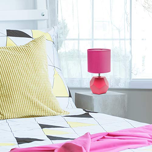 Simple Designs Lt2065-Pnk Round Prism Mini Table Lamp With Matching Fabric Shade, Pink #TOP14