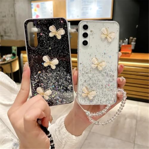 Bracelet papillon sur coque paillettes Samsung S22 Plus, le cadeau idéal