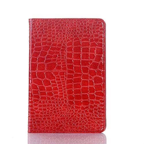 DMaos for iPad mini 5th 4th Case, Crocodile Reflector Leather Stand Folio Case Smart Cover, Auto Sleep/Wake, Card Holder, Classic Fashion Protector for iPadMini 4/5 7.9 Inch - Red