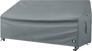 CHUN YI Waterproof Patio Bench Loveseat Slipcover, 2 Seater Patio Outdoor Lounge Loveseat Cover, Heavy Duty Lawn Patio Furniture Covers for Bench, 52" W x 28" D x 32" H, Light Gray