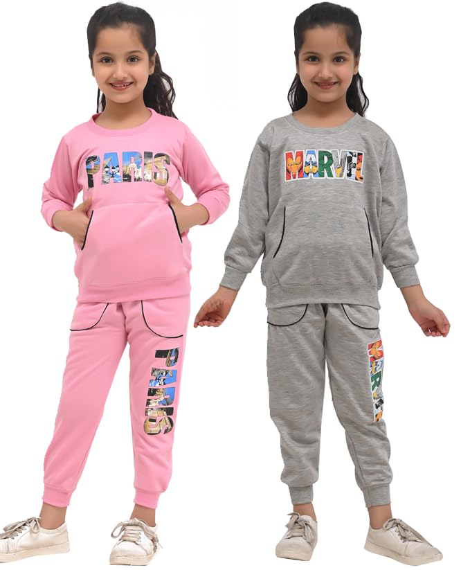 Image of Kids Girls Winter Sweatshirt with Pyjama Set for Girls and Boys | Pack of 2