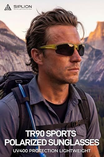 Image of SIPLION Polarized Sunglasses Men Sports: UV400 Protection Anti-Slip Wrap-Around TR90 Frame for Driving Fishing Golf Running