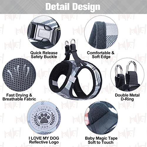 BEAUTYZOO Small Dog Harness and Leash Set, No Pull Puppy Pet Vest- Gray, S by BEAUTYZOO - Used condition - Image 3