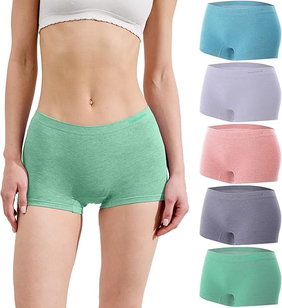 louryn koulyn Women's Boyshort Panties Seamless Underwear Stretchy Moisture Wicking Boxer Briefs for Ladies 5 Pack-picture-49