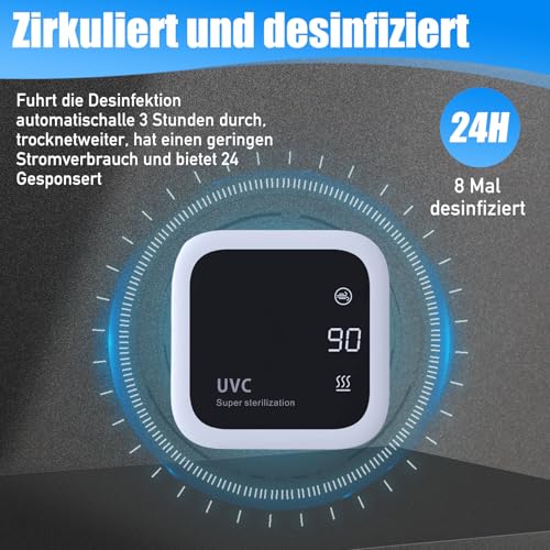 Zahnbürsten Sterilisator, Zahnbürste Sanitizer, UV Zahnbürsten Desinfektionsmittel 1000mAh, Tragbarer Zahnbürstenhalter, Wand montiert Toothbrush Sanitizer schützt die Mundgesundheit