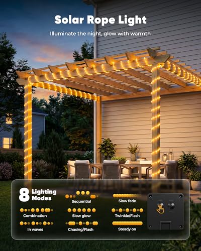 39ft Solar Powered Rope Lights Outdoor Waterproof - image 4