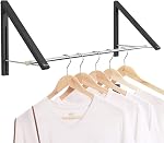 Retractable Clothes Rack - Wall Mounted Folding Clothes Hanger Drying Rack for Laundry Room Closet Storage Organization, Aluminum, Easy Installation (Black)