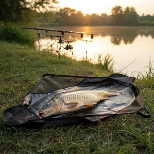 Njord Kalastus Abhakmatte mit Maßband und 120x65cm | Abhakmatte Raubfisch mit Griffen für und Transport | Wiegesack | Abhakmatte Angeln Abhakmatten Abhakmatte für Raubfisch