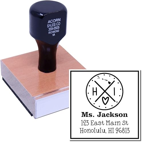 Miniatura 217 de Texas State Love - Sello de dirección cuadrado, uso con almohadilla de sellos, sello de correo de Texas, tamaño 1-5/8 pulgadas Manija