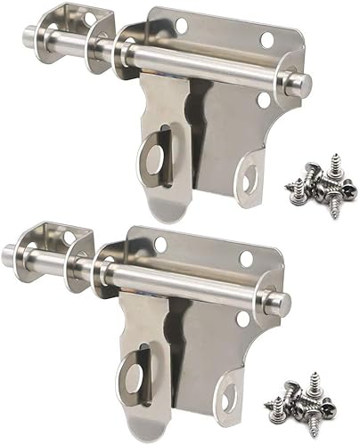 Pestillo de puerta de perno deslizante, perno de barril de acero inoxidable de 4 pulgadas de grosor con orificio para candado, pestillos interiores