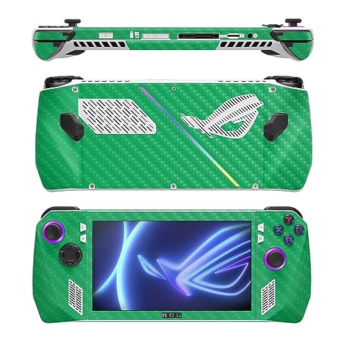 Image of MightySkins Carbon Fiber Skin Compatible with Asus ROG Ally - Solid Green | Protective, Durable Textured Carbon Fiber Finish | Easy to Apply