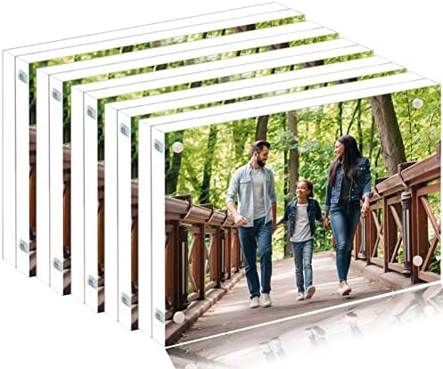 Toolsure Acrylic Picture Frames 4x6,Acrylic Photo Frame Bulk Clear Magnetic Frame with Gift Box Package 5PACK