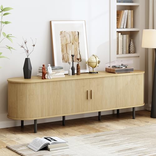 Image of ComfyCorner 70.8 inch Mid Century Modern TV Stand with Sliding Doors for 65 inch TV