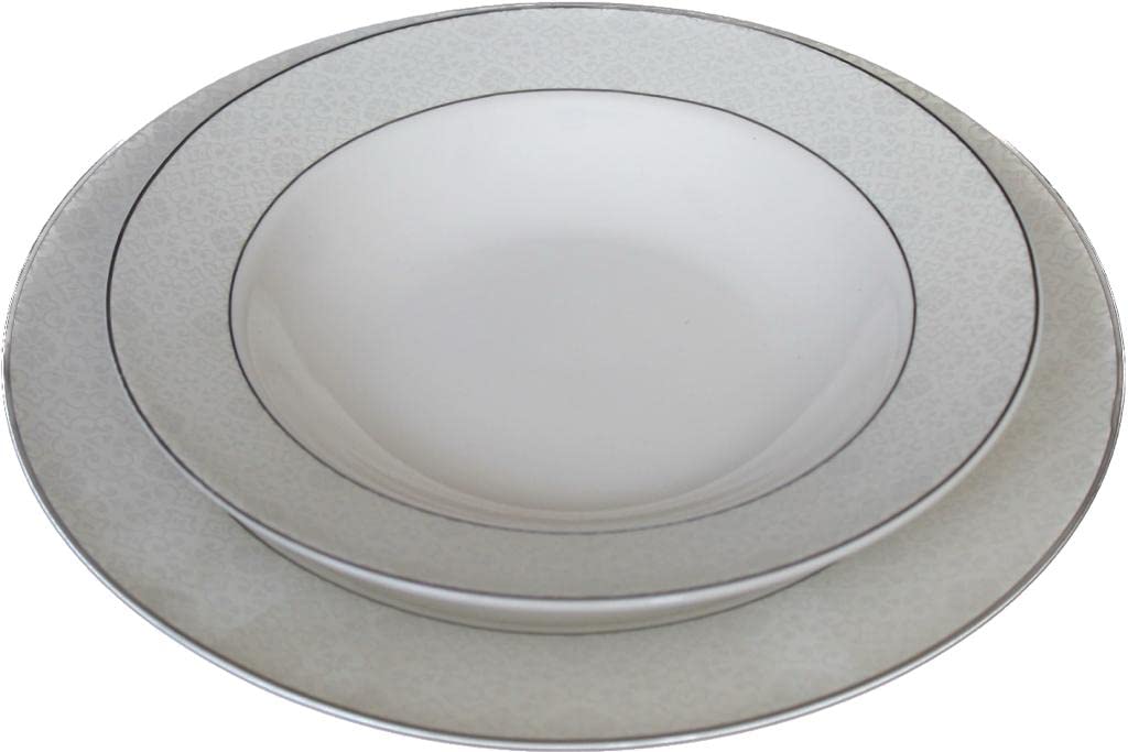 Service de vaisselle pour 12 personnes en porcelaine fine avec saladier et assiettes de service modèle 1236