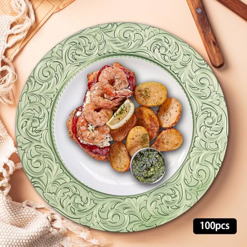 100 platos cargadores redondos 13 pulgadas plateados miniatura 4
