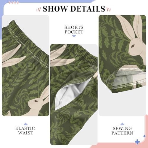 Fern Leaf Rabbit Boys Pants Boys Athletic Pants Long Pant for Boywith Pockets Wide-Leg Size 6-14Y4