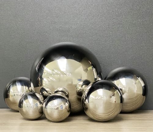 Semeid Shiny Decorative Balls Set,Stainless Steel Decorative Orbs Ball Sculpture Decor for Centerpiece Cabinet Bar Shelves (Sliver-6pcs)