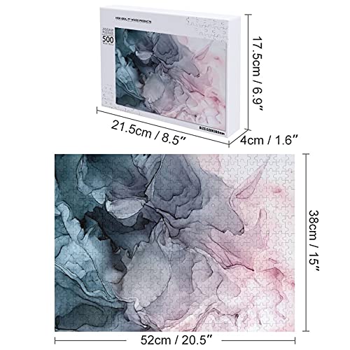 Houten puzzel 500 PCS voor volwassenen en kinderen, abstracte mist grijs en wit moeilijke uitdaging intellectuele… - Image 4