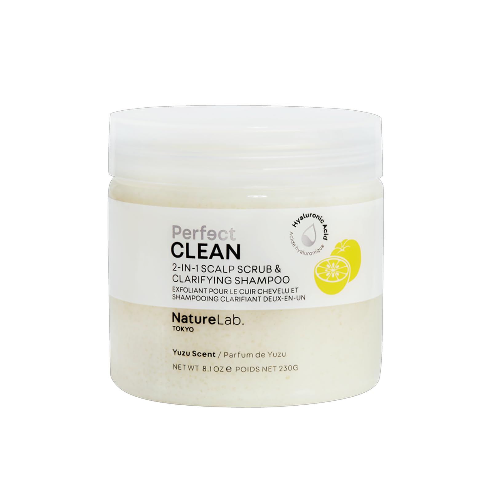 NATURELAB. TOKYO Perfect Clean Clarifying Scalp Scrub LIMITED EDITION: 2-in-1 Shampoo and Scalp Scrub Hair Treatment to Clarify and Remove Product Buildup| Yuzu Scent | 8.1 OZ / 230G