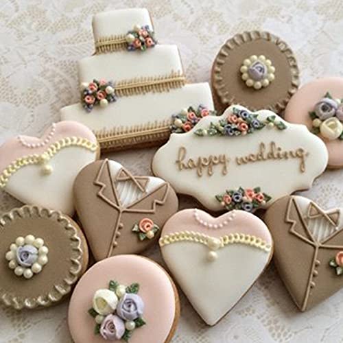 Wedding Cookie Cutter Set Stainless Steel With Heart, Diamond Ring, Wedding Dress, Cake Bouquet, Oval Shapes For Bridal Shower Engagement Biscuit Fondant Molds #TOP4
