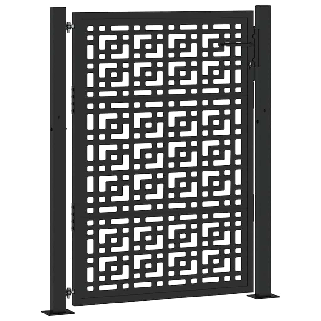 vidaXL Gartentor Schwarz 100x125 cm Stahl Kreuz-Design, Zauntor, Outdoor Tor, Eisentor, Sicherheitstor, Einfahrtstor, Metall Zauntor, Gartentor Metall