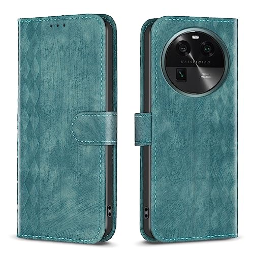Étui portefeuille pour Oppo Find X6 5G en cuir PU mince vert