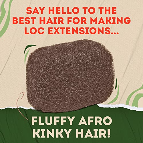 Locsanity Afro Kinky 100% Bulk Natural Human Hair - Braiding Hair for Dreadlocks, Loc Repair, Dreadlock Extensions, Twists, Braids - 16 Inches Long, 1 Oz