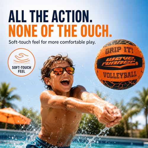 Image of Wave Runner Grip It Volleyball- 8-Inch All Weather Volleyball with Sure-Grip Technology | Perfect Ball for Indoor & Outdoor Play! (Random Color)