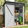 VIWAT 4.5x2.5 FT Outdoor Storage Shed, Large Garden Shed with Updated Frame Structure and Lockable Doors, Metal Tool Sheds for Backyard Garden Patio Lawn, Black
