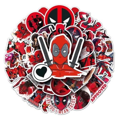Lot de 50 autocollants Deadpool en PVC imperméable - Motifs graffiti individuels - Autocollants...