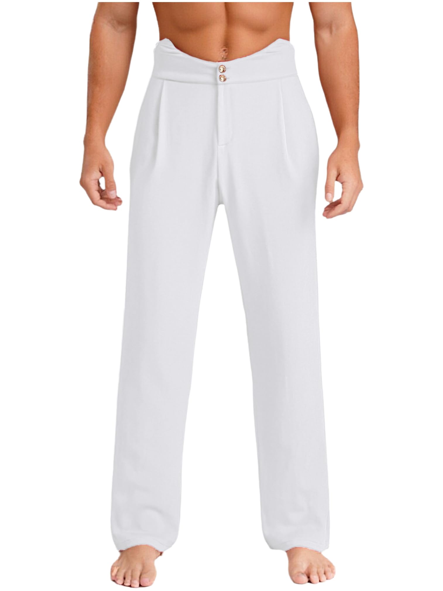 ranrann Pantalon Danse Latine Homme Pantalon Danse Salsa Tango Entraînement Compétition Dancewear