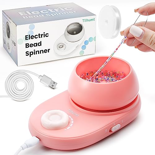 Tilhumt Electric Bead Spinner, Seed Bead Spinner Bowl for Jewelry Making with 2 Needles and Thread, Clay Beading Supplies for Waist, Bracelet, Necklace, DIY Crafts (Patented)