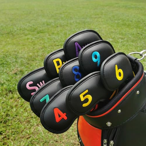 CHILDWEET Housses de Têtes de Clubs de Golf en PU 9 Pièces, Protection Facile à Reconnaître pour Fers, Sport de Golf – vue 6