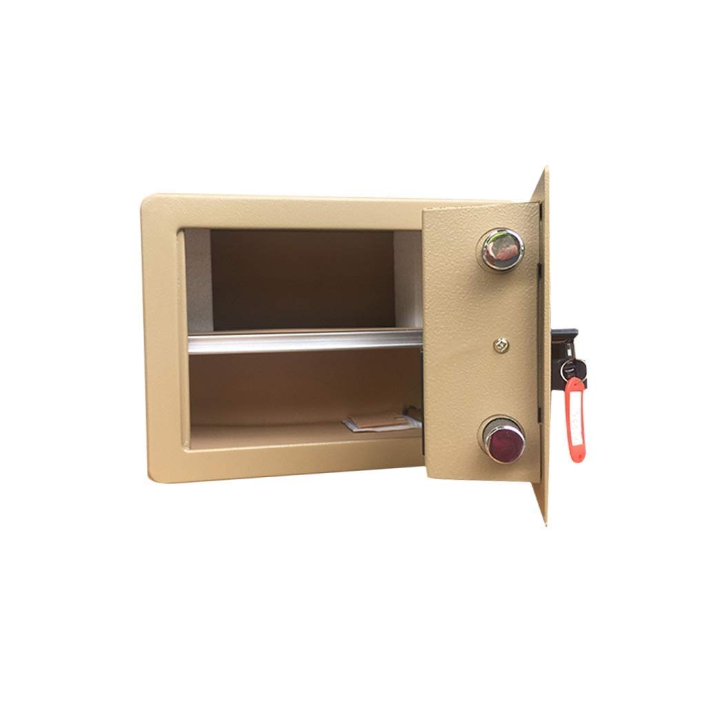 RLKHXBS Caja de Seguridad Safes Fireproof Digital Alarma incorporada Box de Dinero de Doble pisado Moneda Caja de Almacenamiento en Efectivo Gold35 * 25 * 25cm Safox