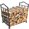 kingleder Foldable Firewood Rack, Collapsible Fireplace Wood Holder Indoor, Simple & Elegant & Sturdy Fire Wood Rack Outdoor for Christmas Patio Deck Fireplace Log Storage, Adjustable Pads