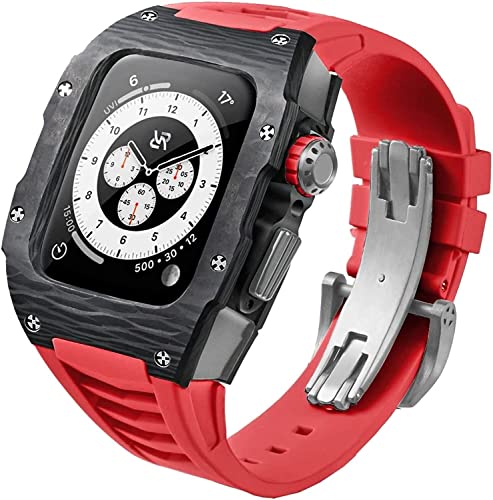 Bracelet Apple Watch 44mm en caoutchouc fluoré et boîtier carbone pour le sport et le bureau