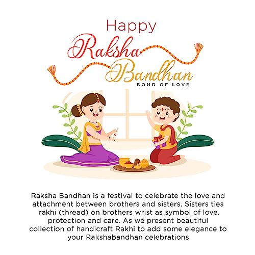 Image of Shubhanjali Crystal Beads Rakhi for Brother | Handmade Healing Crystal Stone Designer Rakhi for Bhaiya | Raksha Bandhan Gift Set with Roli Chawal, Kumkum, Greeting Card & Potli