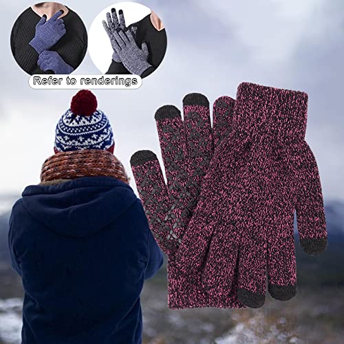 DYNWAVE Luvas quentes de inverno forro de tela de toque antiderrapante em malha de mão cheia de mens