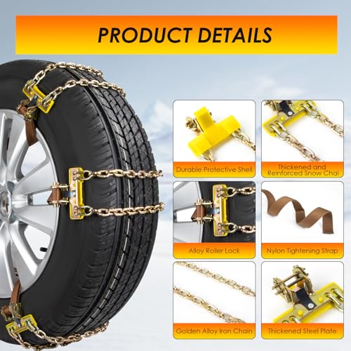Qoosea SNOWCHAINS Snow Chains For Car Tire Chains 6Pack Anti-Skid Car Chains Adjustable Durable Universal Tire Chains thumb #3