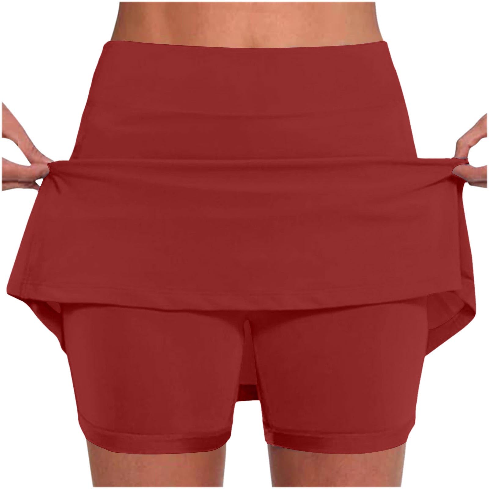 Skorts for Women Plus Size Tummy Control Legging with Skirts Casual High Waist Mini Skirts Athletic Tennis Short — view 21