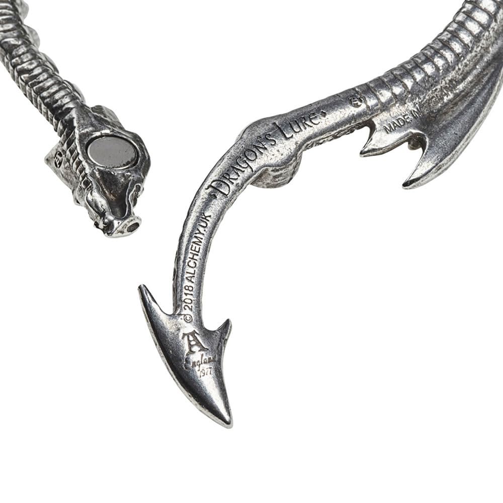 Alchemy Gothic Dragons Lure Necklace Donna Collana colore argento